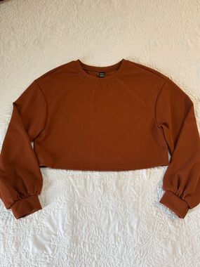 SHEIN Rust Brown Cropped Long-Sleeve Top